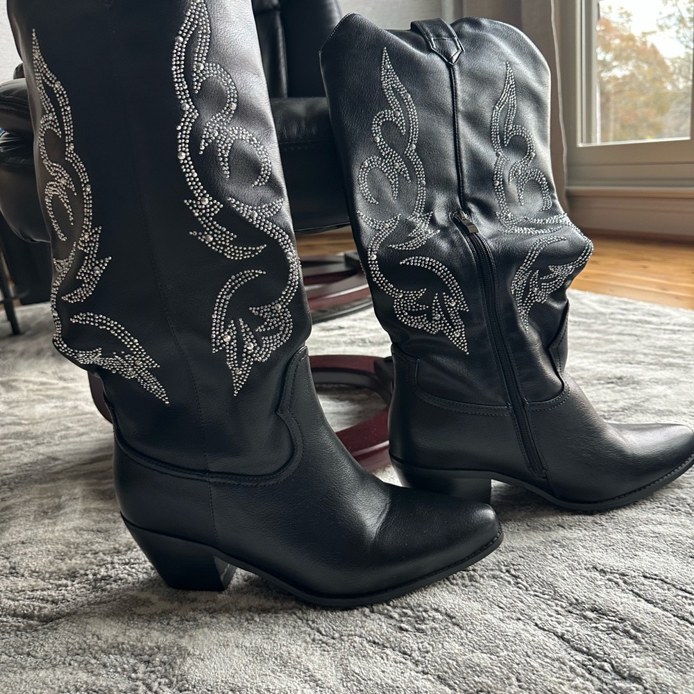 Black Embellished Women's Boots